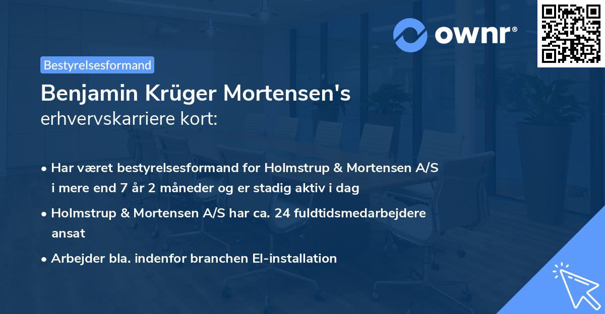 Benjamin Krüger Mortensen's erhvervskarriere kort