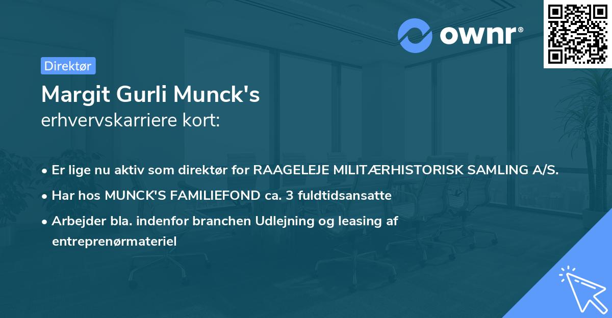 Margit Gurli Munck's erhvervskarriere kort