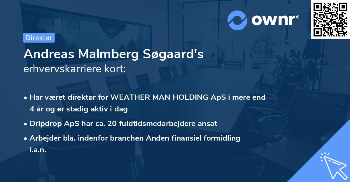 Andreas Malmberg Søgaard's erhvervskarriere kort