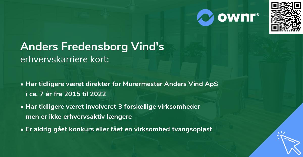 Anders Fredensborg Vind's erhvervskarriere kort