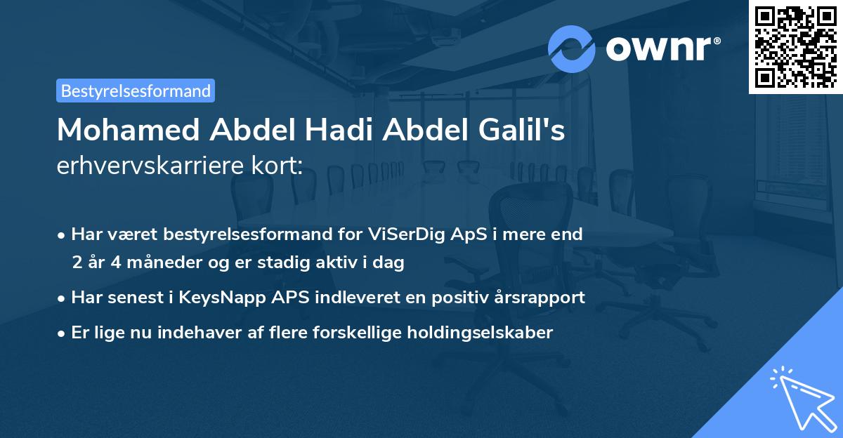 Mohamed Abdel Hadi Abdel Galil's erhvervskarriere kort