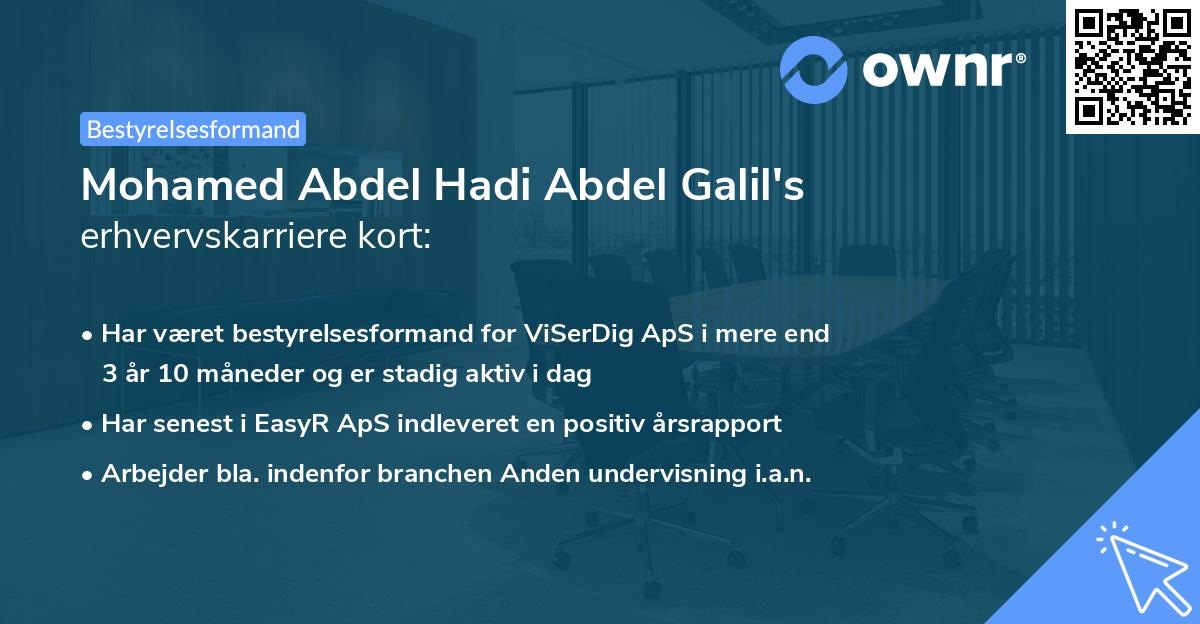 Mohamed Abdel Hadi Abdel Galil's erhvervskarriere kort