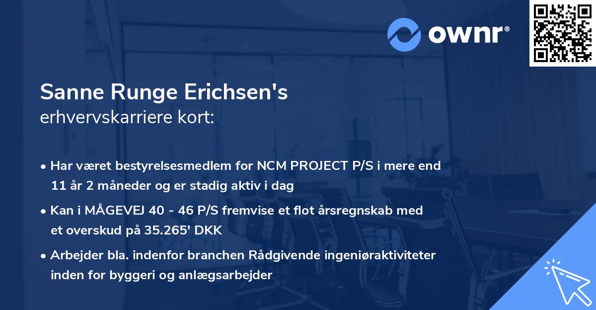 Sanne Runge Erichsen's erhvervskarriere kort