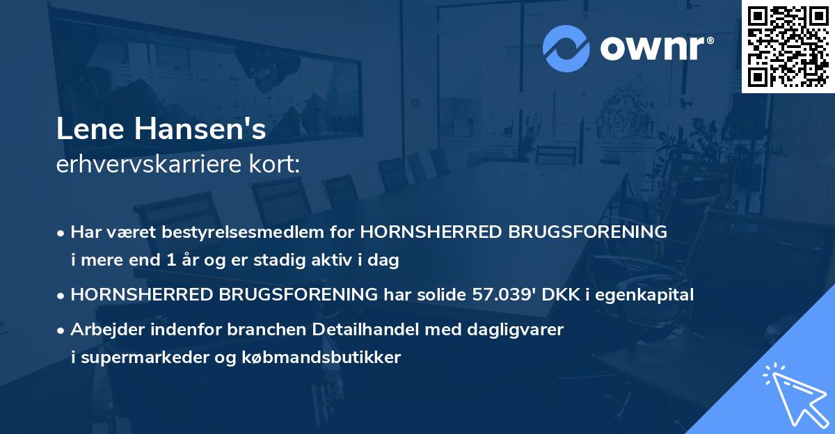 Lene Hansen's erhvervskarriere kort