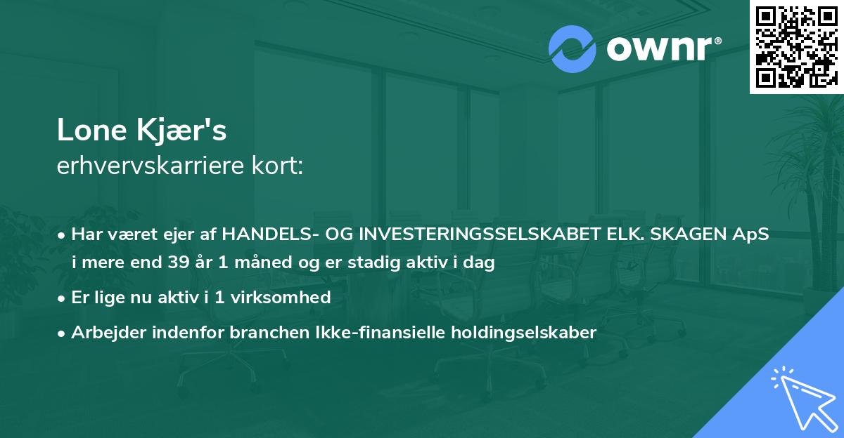 Lone Kjær's erhvervskarriere kort