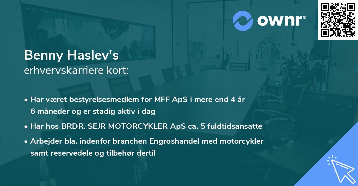 Benny Haslev's erhvervskarriere kort