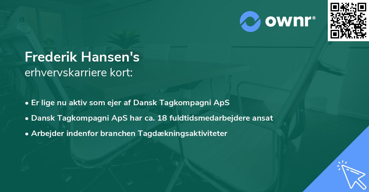 Frederik Hansen's erhvervskarriere kort