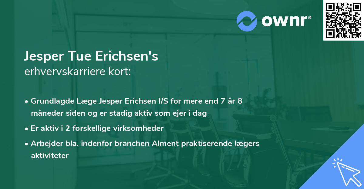 Jesper Tue Erichsen's erhvervskarriere kort