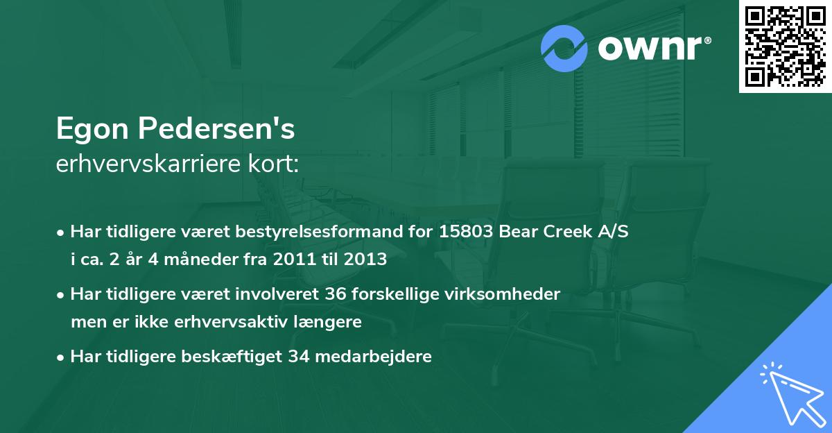 Egon Pedersen's erhvervskarriere kort