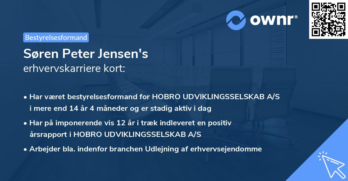 Søren Peter Jensen's erhvervskarriere kort