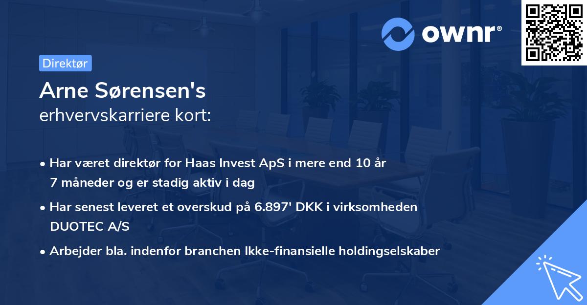 Arne Sørensen's erhvervskarriere kort