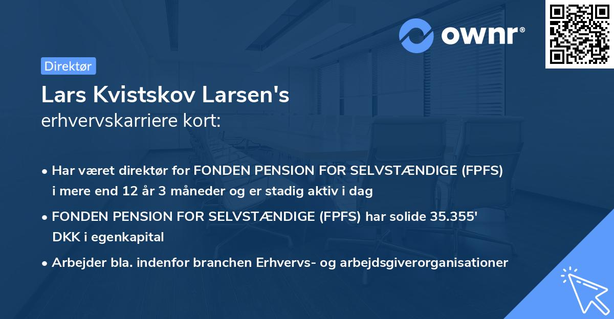 Lars Kvistskov Larsen's erhvervskarriere kort