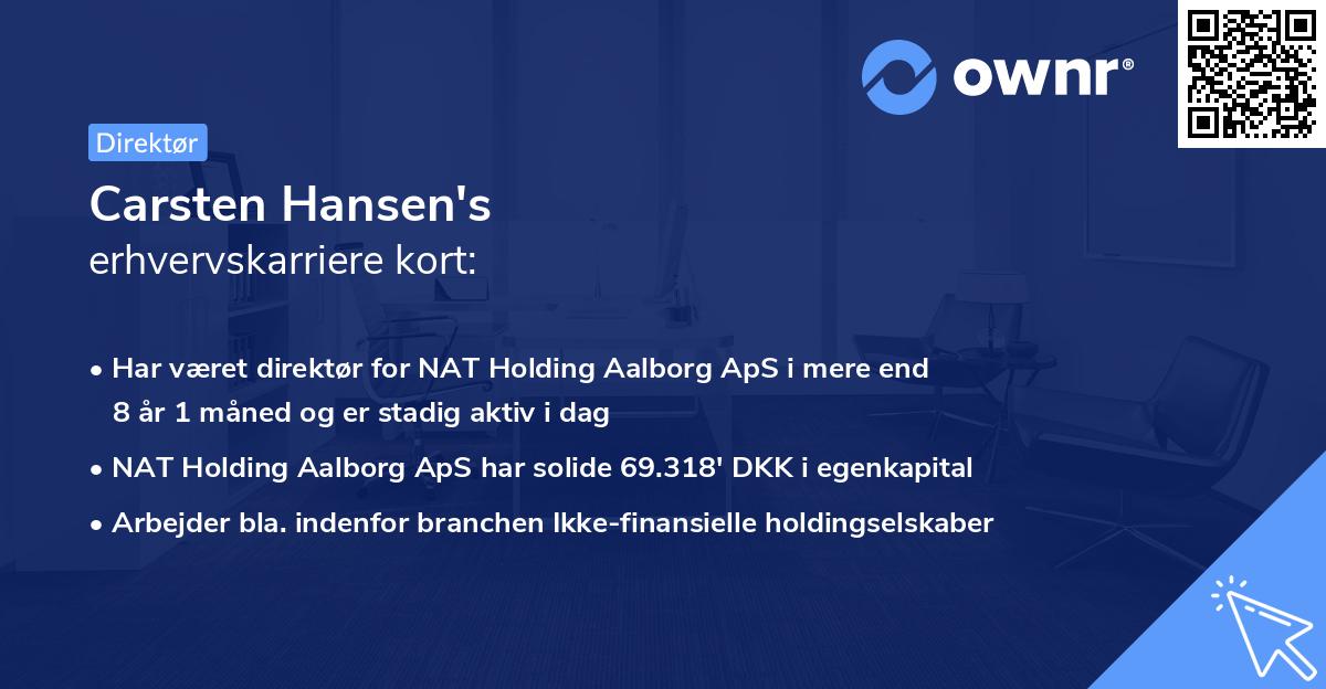 Carsten Hansen's erhvervskarriere kort