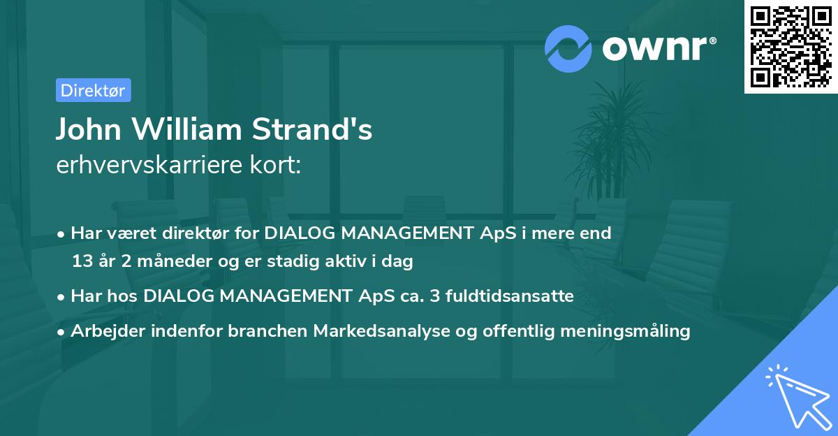 John William Strand's erhvervskarriere kort