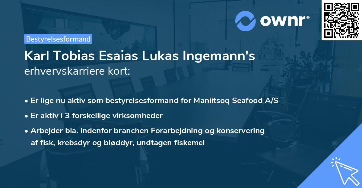 Karl Tobias Esaias Lukas Ingemann's erhvervskarriere kort