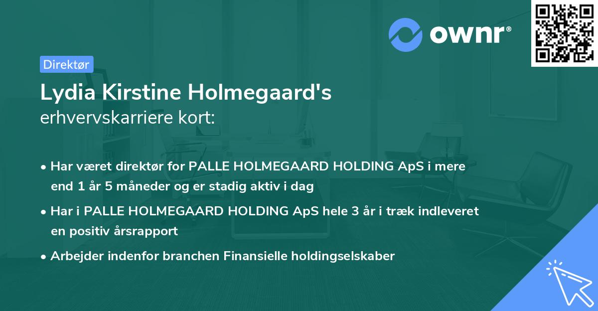Lydia Kirstine Holmegaard's erhvervskarriere kort