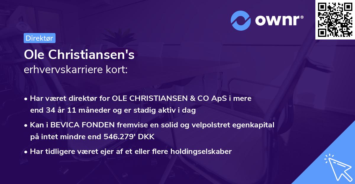 Ole Christiansen's erhvervskarriere kort