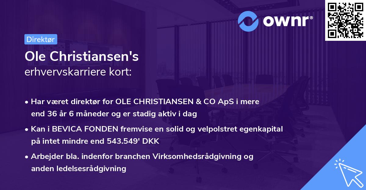 Ole Christiansen's erhvervskarriere kort
