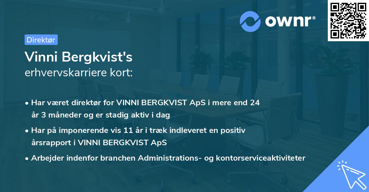 Vinni Bergkvist's erhvervskarriere kort
