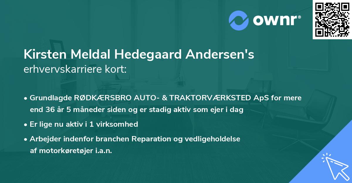 Kirsten Meldal Hedegaard Andersen's erhvervskarriere kort