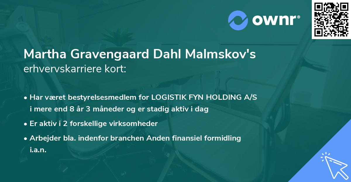 Martha Gravengaard Dahl Malmskov's erhvervskarriere kort