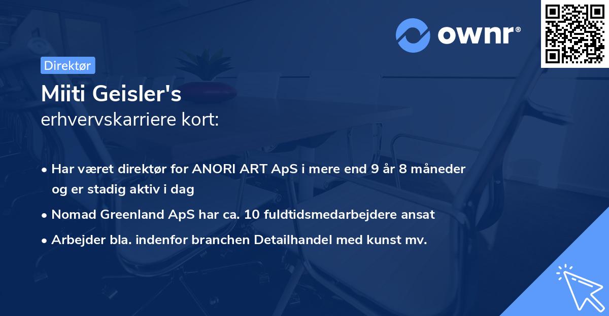 Miiti Geisler's erhvervskarriere kort