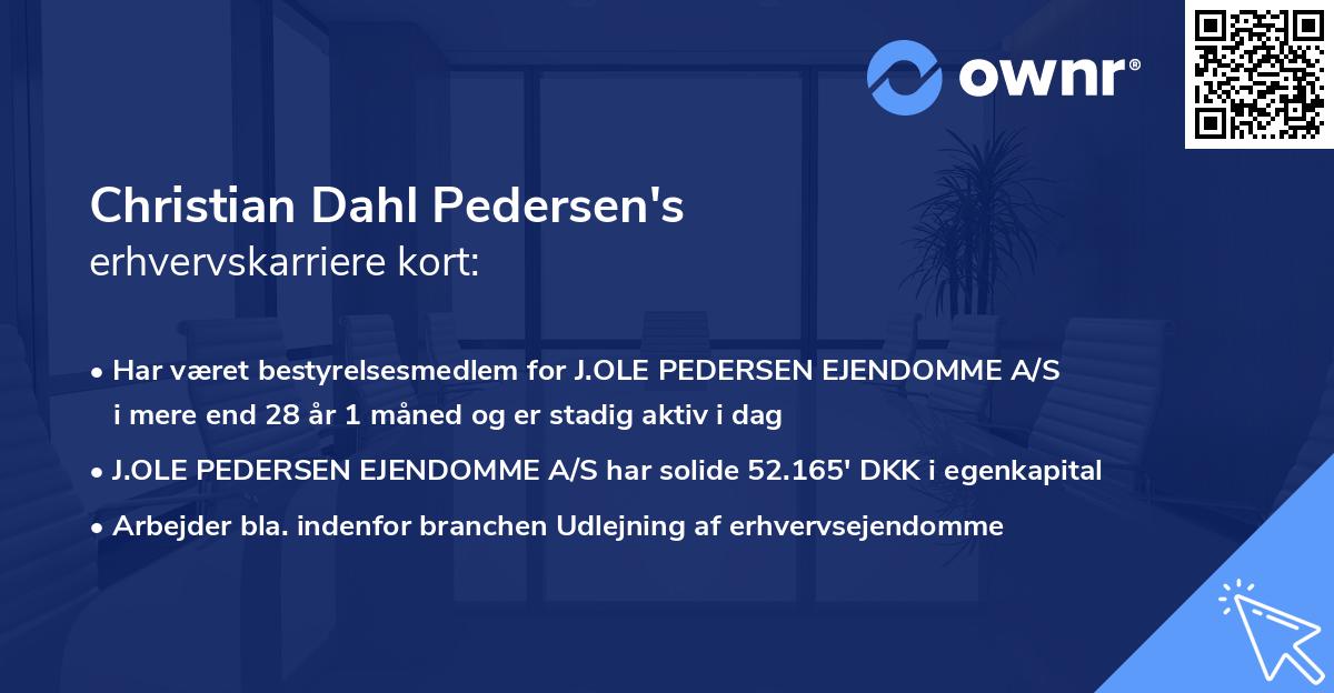 Christian Dahl Pedersen's erhvervskarriere kort