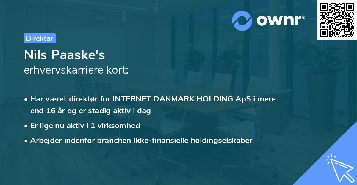 Nils Paaske's erhvervskarriere kort