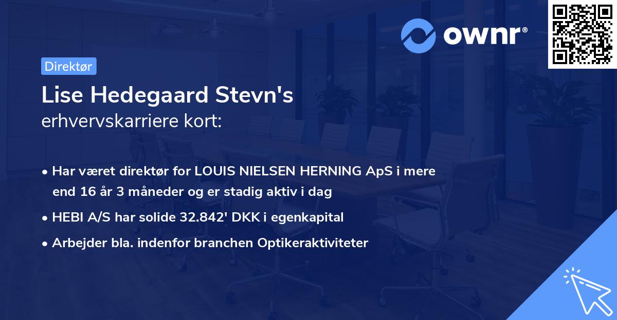 Lise Hedegaard Stevn's erhvervskarriere kort