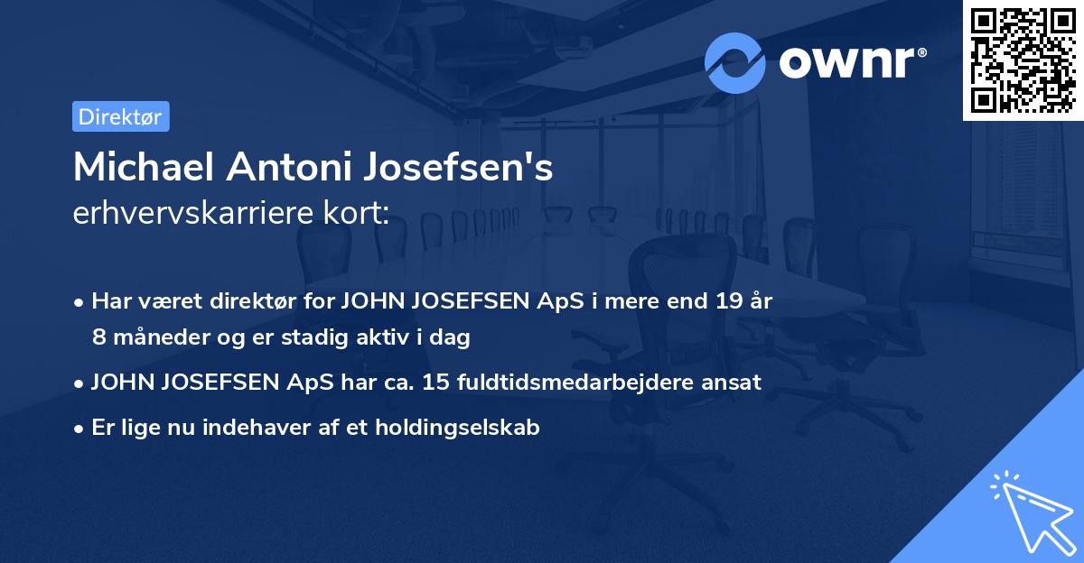 Michael Antoni Josefsen's erhvervskarriere kort