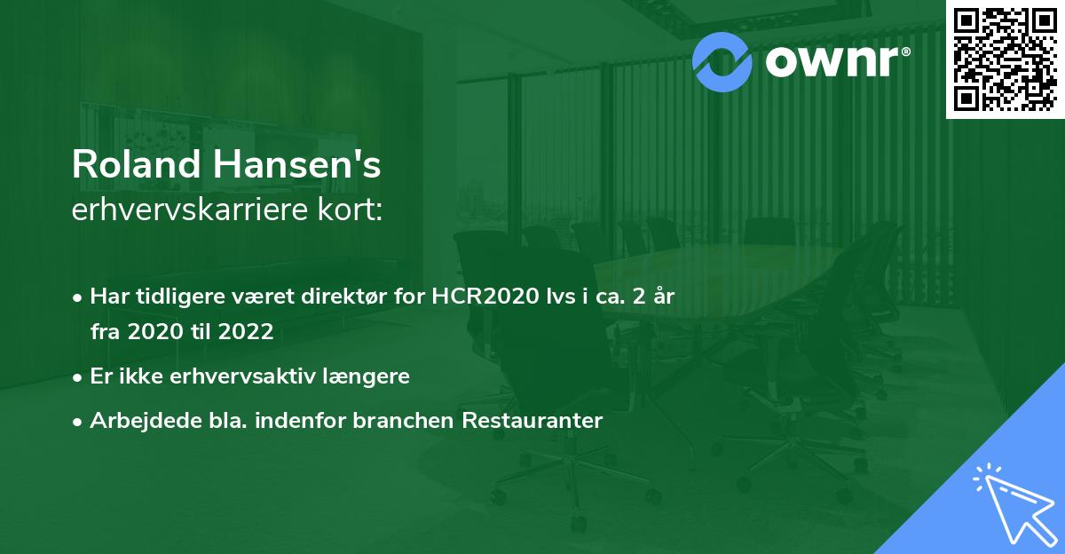 Roland Hansen's erhvervskarriere kort