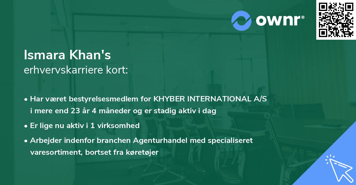 Ismara Khan's erhvervskarriere kort