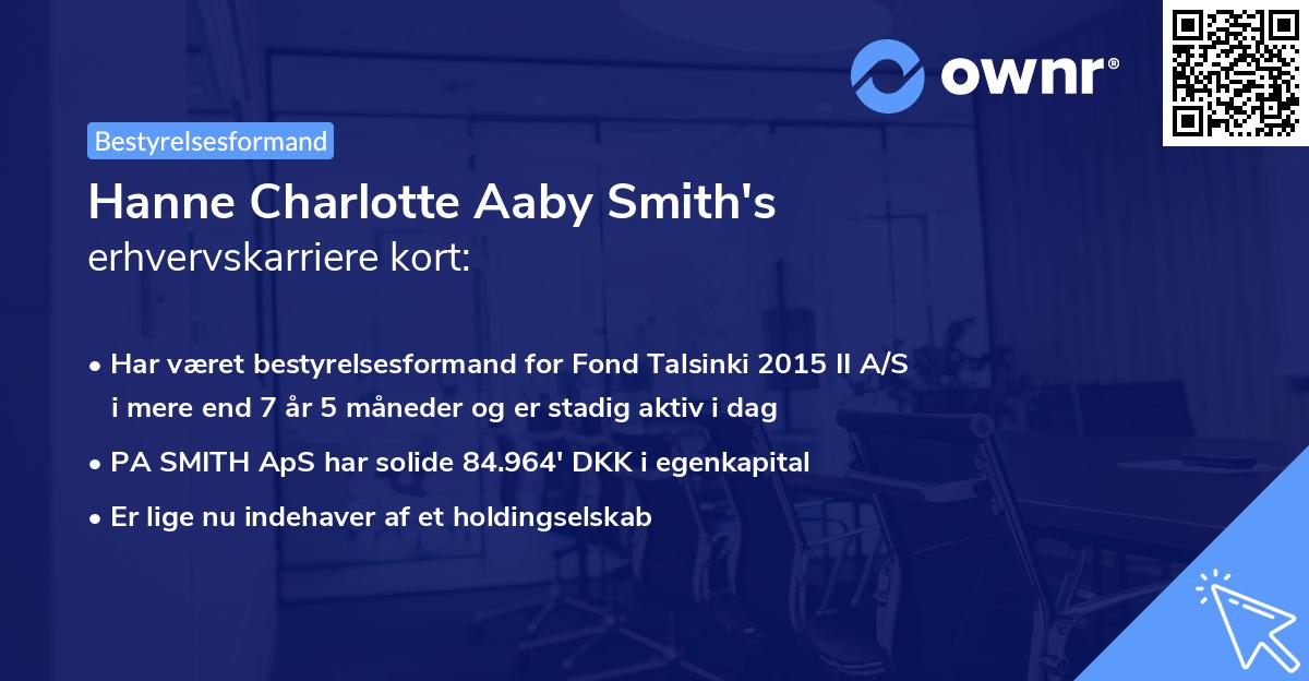 Hanne Charlotte Aaby Smith's erhvervskarriere kort