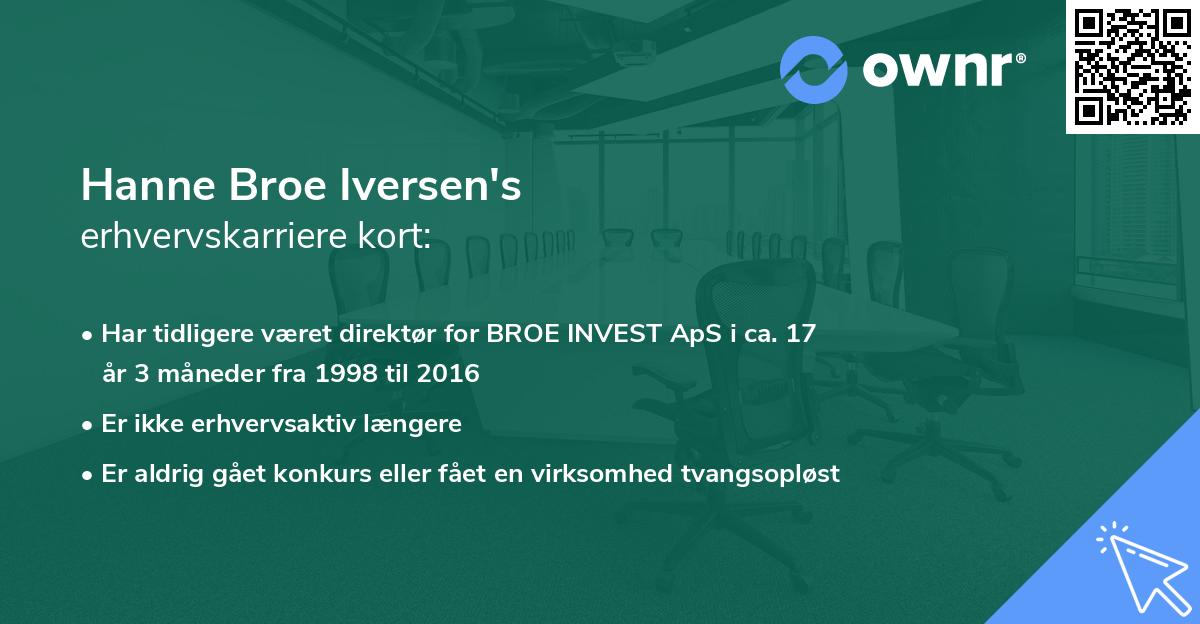 Hanne Broe Iversen's erhvervskarriere kort