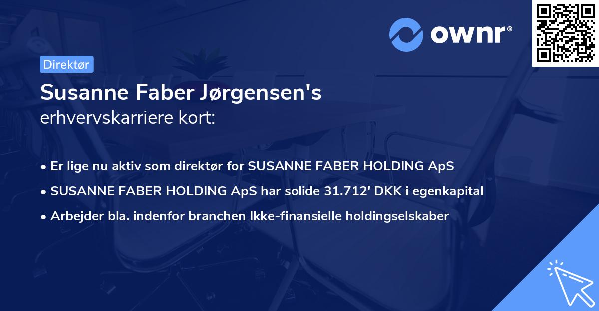 Susanne Faber Jørgensen's erhvervskarriere kort