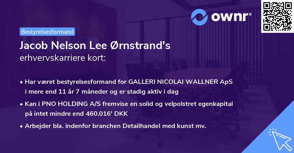 Jacob Nelson Lee Ørnstrand's erhvervskarriere kort