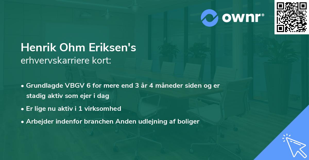Henrik Ohm Eriksen's erhvervskarriere kort