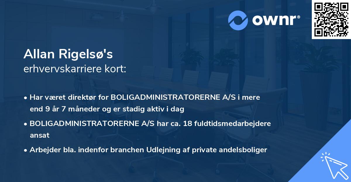 Allan Rigelsø's erhvervskarriere kort