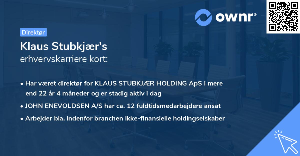 Klaus Stubkjær's erhvervskarriere kort