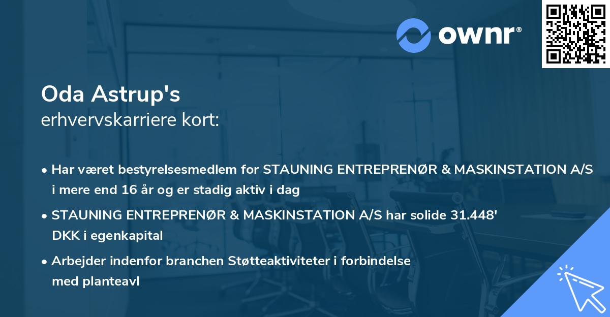 Oda Astrup's erhvervskarriere kort