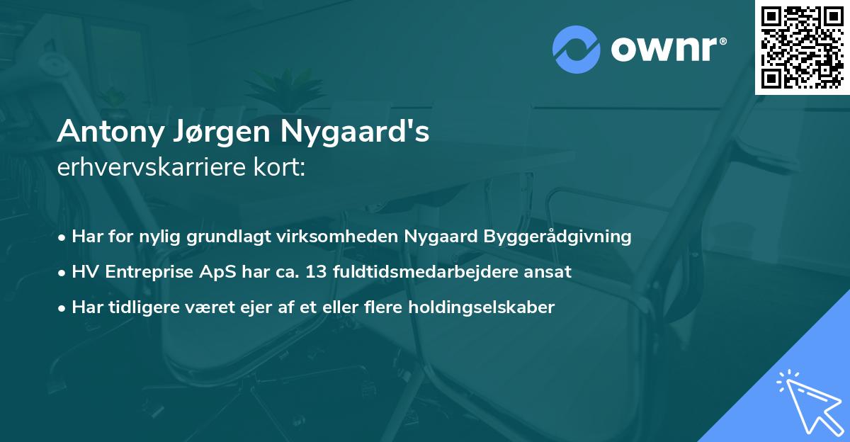 Antony Jørgen Nygaard's erhvervskarriere kort