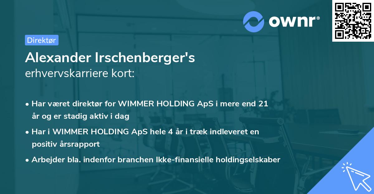 Alexander Irschenberger's erhvervskarriere kort