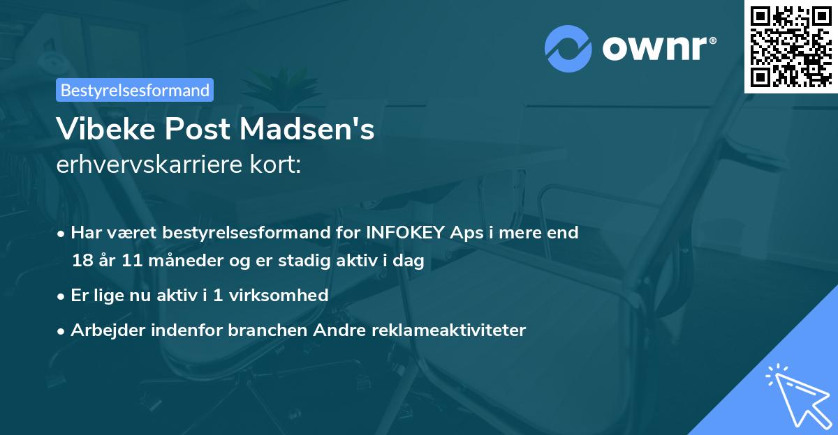 Vibeke Post Madsen's erhvervskarriere kort