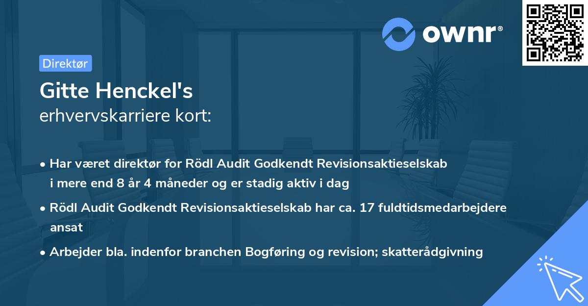 Gitte Henckel's erhvervskarriere kort