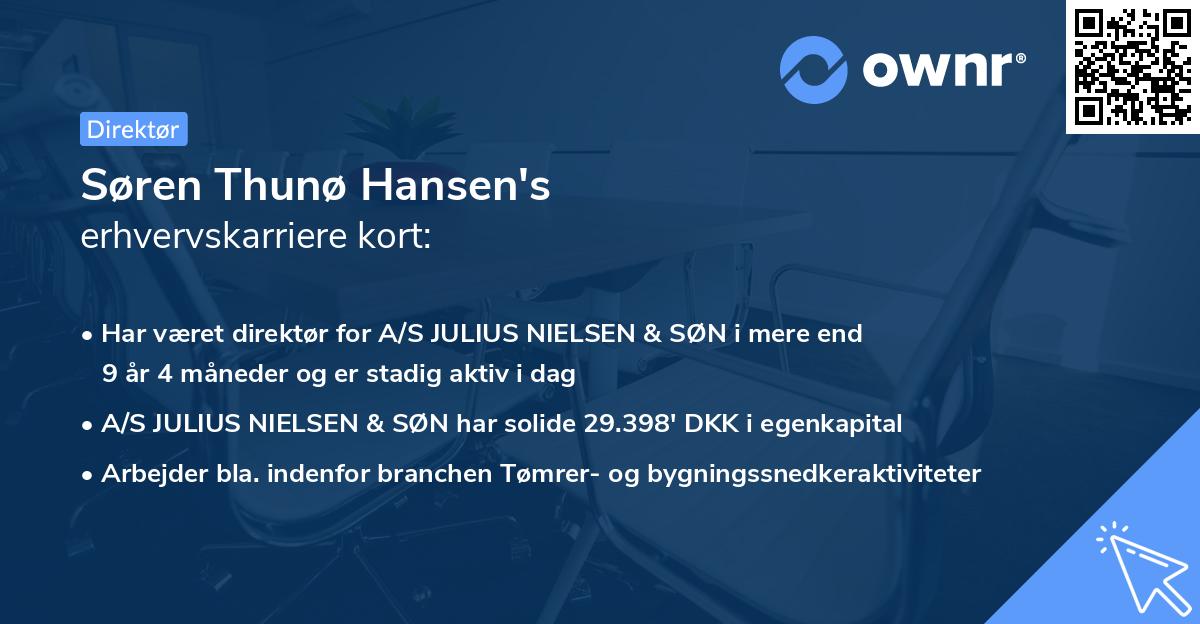 Søren Thunø Hansen's erhvervskarriere kort