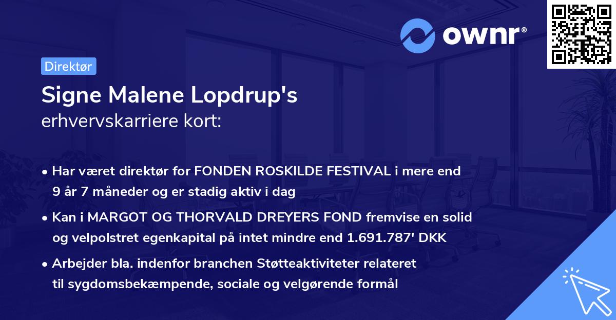 Signe Malene Lopdrup's erhvervskarriere kort