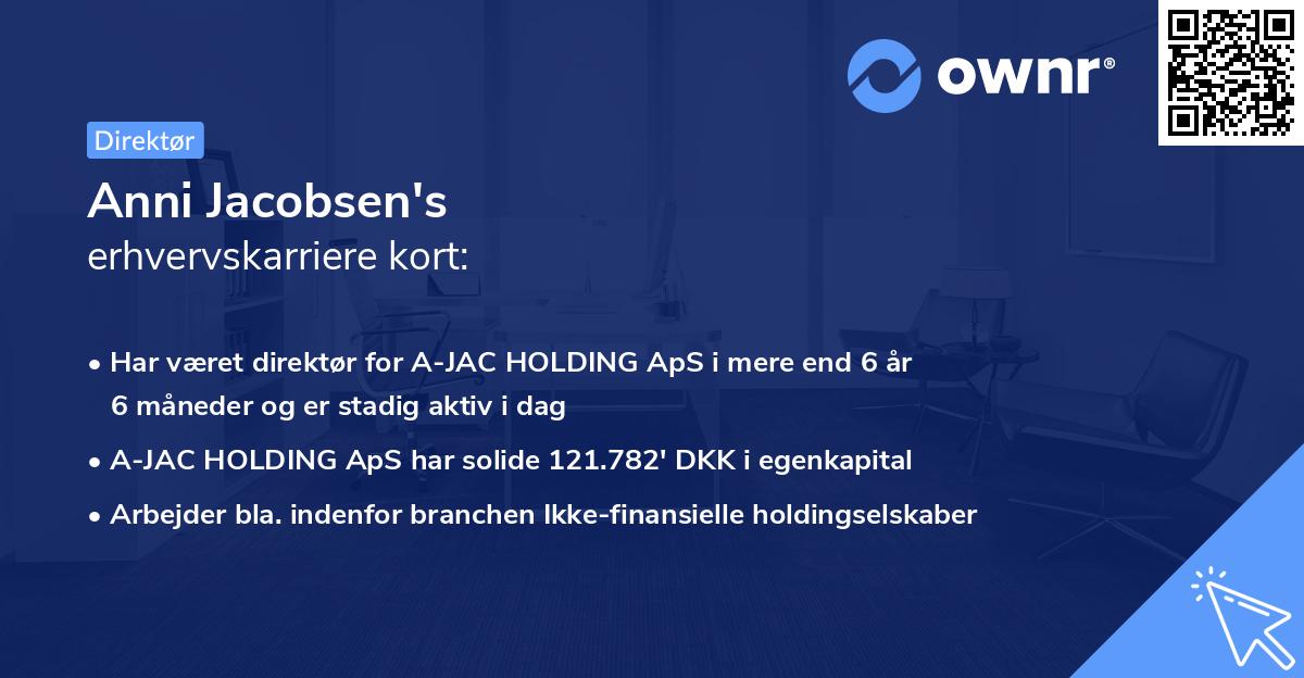 Anni Jacobsen's erhvervskarriere kort