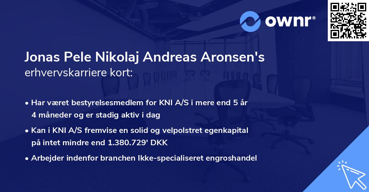 Jonas Pele Nikolaj Andreas Aronsen's erhvervskarriere kort