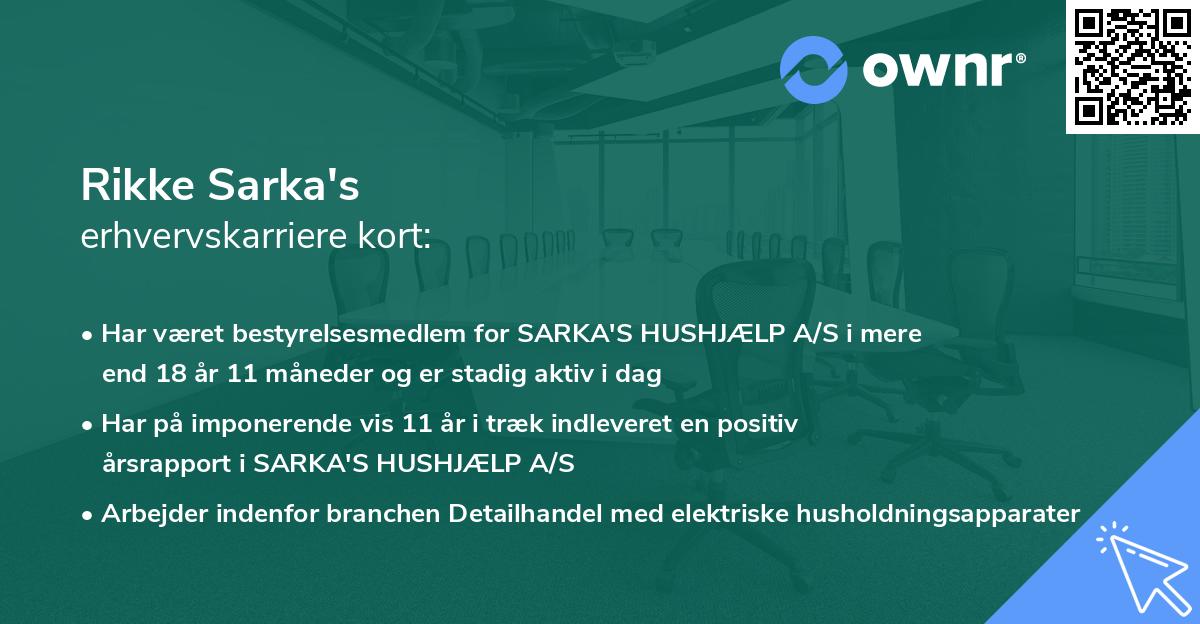 Rikke Sarka's erhvervskarriere kort