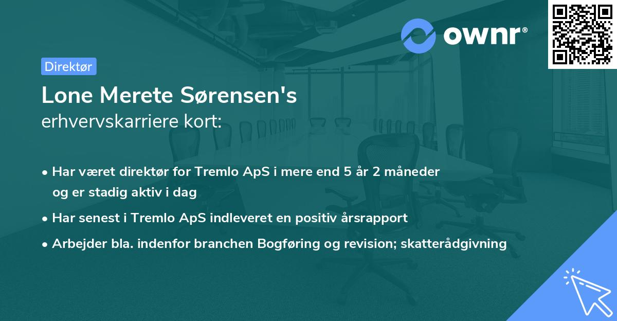 Lone Merete Sørensen's erhvervskarriere kort